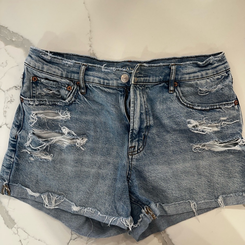 American Eagle Outfitters Distressed Light Blue Denim Shorts